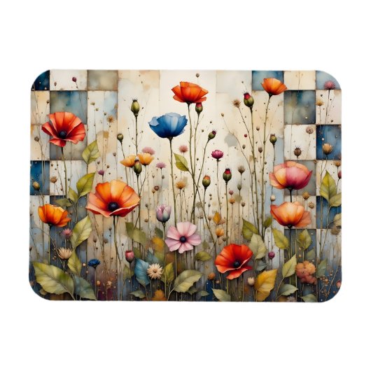 Farbenfrohe Pupien und Patchwork Magnet (Horizontal)