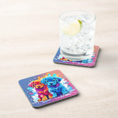 Farbenfrohe Puppy Art Getränkeuntersetzer (Rechte Seite)