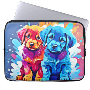 Farbenfrohe Puppy Art Laptopschutzhülle