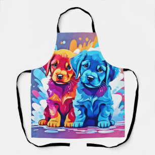 Farbenfrohe Puppy Art Schürze