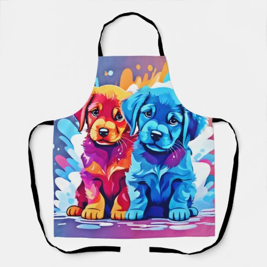 Farbenfrohe Puppy Art Schürze (Vorderseite)