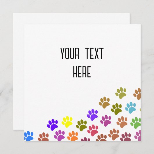Farbenfrohe Puppy-Paw-Drucke mit benutzerdefiniert Einladung (Vorne/Hinten)