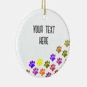 Farbenfrohe Puppy-Paw-Drucke mit benutzerdefiniert Keramik Ornament (Rechts)