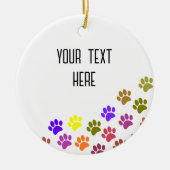 Farbenfrohe Puppy-Paw-Drucke mit benutzerdefiniert Keramik Ornament (Vorne)