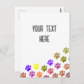 Farbenfrohe Puppy-Paw-Drucke mit benutzerdefiniert Postkarte (Vorne/Hinten)