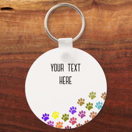 Farbenfrohe Puppy-Paw-Drucke mit benutzerdefiniert Schlüsselanhänger (Rückseite)