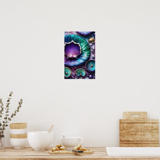farbenfrohe Purple-Mermaid-Shell Poster (Küche)