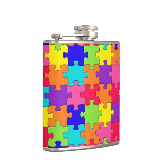 Farbenfrohe Puzzle-Design Flachmann (Rechts)