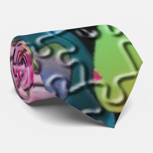 Farbenfrohe Puzzle Krawatte (Gerollt)