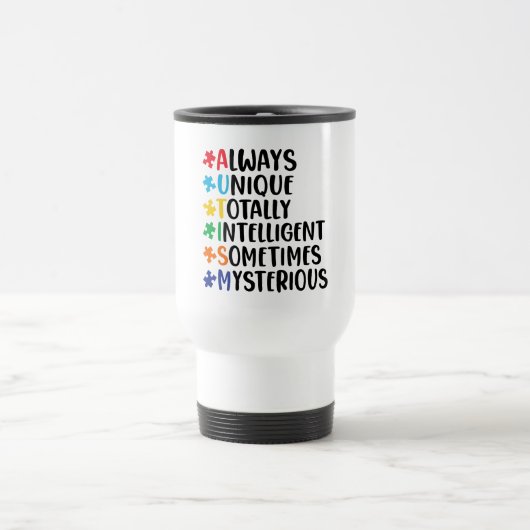 Farbenfrohe Puzzle Piece Autismus-Unterstützung Reisebecher (Mittel)