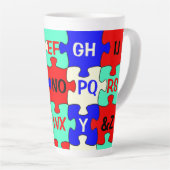Farbenfrohe Puzzle Stücke & Alphabet Briefe Milchtasse (Rechte Ecke)