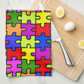 Farbenfrohe Puzzleteile aus Regenbogen Handtuch (Viertel Falte)