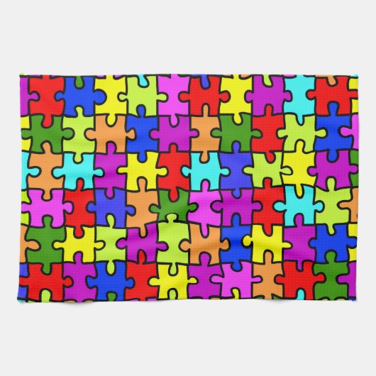 Farbenfrohe Puzzleteile aus Regenbogen Handtuch (Horizontal)