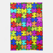 Farbenfrohe Puzzleteile aus Regenbogen Handtuch (Vertikal)