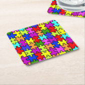 Farbenfrohe Puzzleteile aus Regenbogen Rechteckiger Pappuntersetzer (angewinkelt)