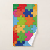 Farbenfrohe Puzzleteile für Autismus individuell Badhandtuch Set (Handtuch)