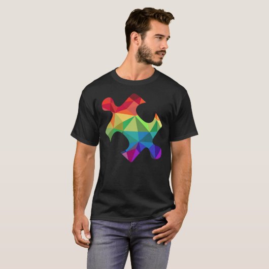 Farbenfrohe Puzzleteile für Autismus T-Shirt (Vorne ganz)