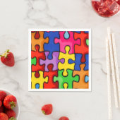 Farbenfrohe Puzzleteile Serviette (Beispiel)