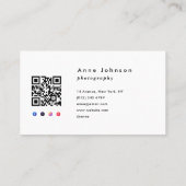 Farbenfrohe QR Code Fotograf Business Card Visitenkarte (Rückseite)