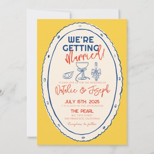 Farbenfrohe QR-Code Illustrierte Händescheidung Einladung (Vorderseite)