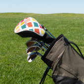 Farbenfrohe Quadrat im Retro-Stil Golf Headcover (In SItu)