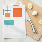 Farbenfrohe Quadrate Geometrie Mitte Jahrhundert M Geschirrtuch (Viertel Falte)