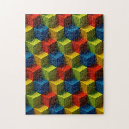Farbenfrohe Quadrate Muster 3-D Look Modernes Puzz Puzzle