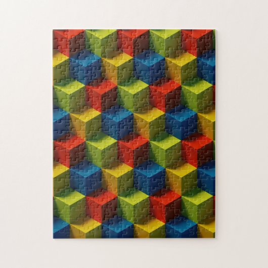 Farbenfrohe Quadrate Muster 3-D Look Modernes Puzz Puzzle (Vertikal)