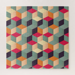 Farbenfrohe Quadrate, retro geometrisches Muster. Puzzle