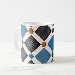 Farbenfrohe Quadrate und Sterne Mosaikmuster Kaffeetasse