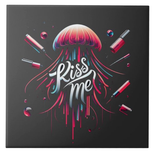 Farbenfrohe Qualle-Illustration mit lebendigem Typ Fliese (Vorderseite)