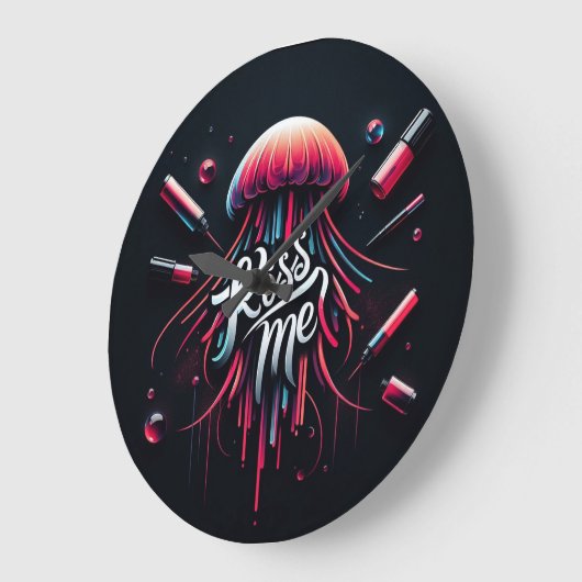 Farbenfrohe Qualle-Illustration mit lebendigem Typ Große Wanduhr (Winkel)
