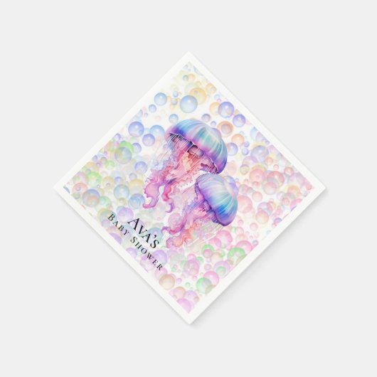 Farbenfrohe Qualle und Bläschen Girl Baby Dusche Serviette (Ecke)