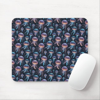 Farbenfrohe Quallen-Ozeanmuschel - Weiße See Mousepad