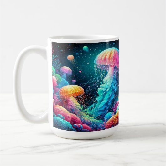 Farbenfrohe Quallen- und Korallenriffe Kaffeetasse (Links)