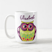 Farbenfrohe Quark Tawny Owl Individuelle Name Tass Kaffeetasse (Links)