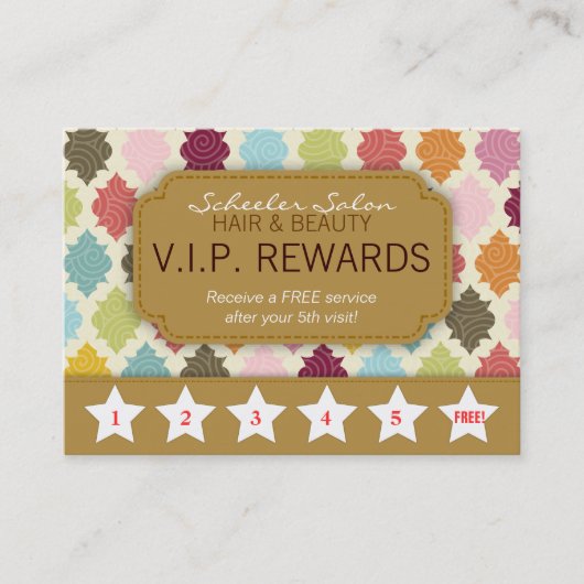Farbenfrohe Quatrefolie - Salon Loyalty Rewards-Ka Treuekarte (Vorderseite)