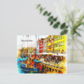 Farbenfrohe Quayside Postkarte (Stehend Vorderseite)