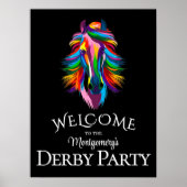 Farbenfrohe Racehorse Derby Party Black Willkommen Poster (Vorne)