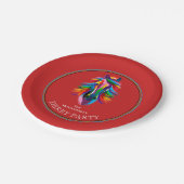 Farbenfrohe Racehorse Derby Party Red Pappteller (Schrägansicht)