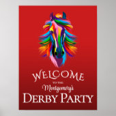 Farbenfrohe Racehorse Derby Party Red Willkommen Poster (Vorne)