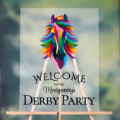 Farbenfrohe Racehorse Derby Party Willkommen Acrylschild (Neutral)
