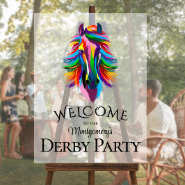Farbenfrohe Racehorse Derby Party Willkommen Acrylschild