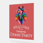 Farbenfrohe Racehorse Derby Party Willkommen Acrylschild (Winkel)