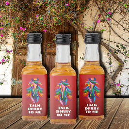 Farbenfrohe Racehorse Erlebnis Derby mit mir Mini Alkoholflaschenetikett