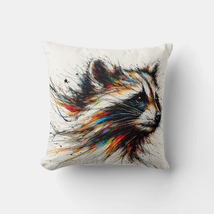 Farbenfrohe Racoon Line-Kunst lustig Kissen