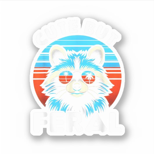 Farbenfrohe Racoon mit Sonnenbrille Racoon Aufkleber (Vorderseite)