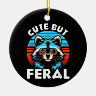 Farbenfrohe Racoon mit Sonnenbrille Racoon Keramik Ornament