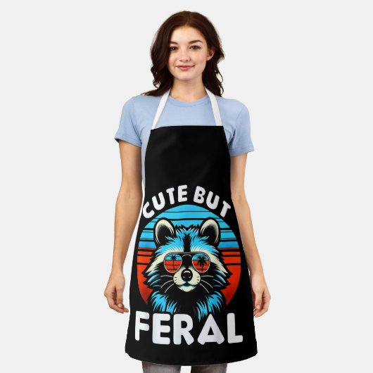 Farbenfrohe Racoon mit Sonnenbrille Racoon Schürze (Getragen)