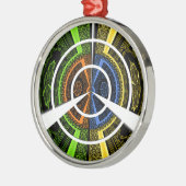 Farbenfrohe Radialkunst Print Silbernes Ornament (Links)